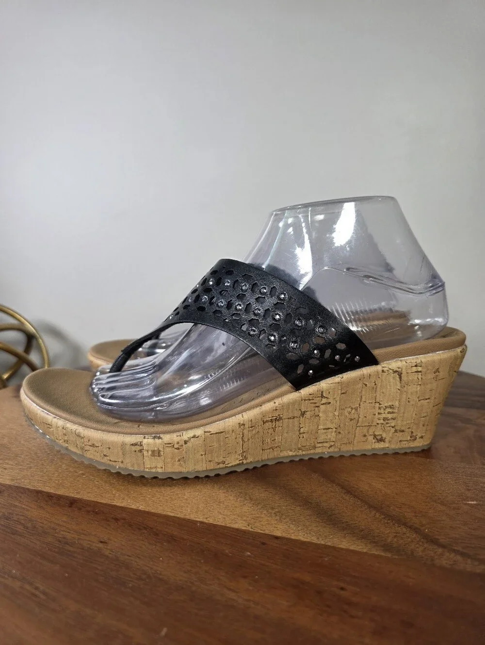 Skechers Cali Beverlee Pier Stroll Wedge Sandals Black Size 10 Like New